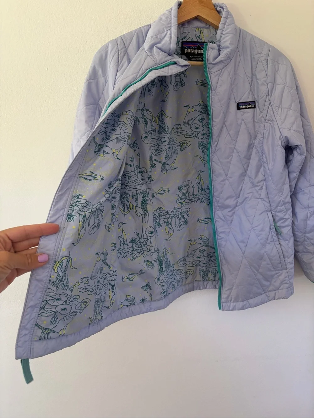 Patagonia Girl's Nano Puff Purple Full-Zip Primaloft Diamond Quilted Jacket